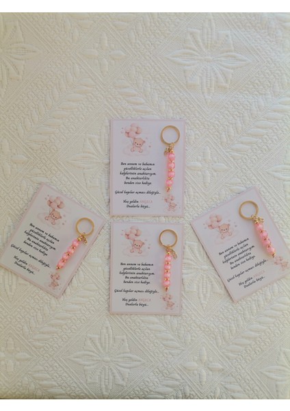 48 Adet Isme Özel Tasarım Pembe Anahtarlık Hastane Yeni Doğan 40 Mevlidi Dağıtmalık Hediyelik indirimleri