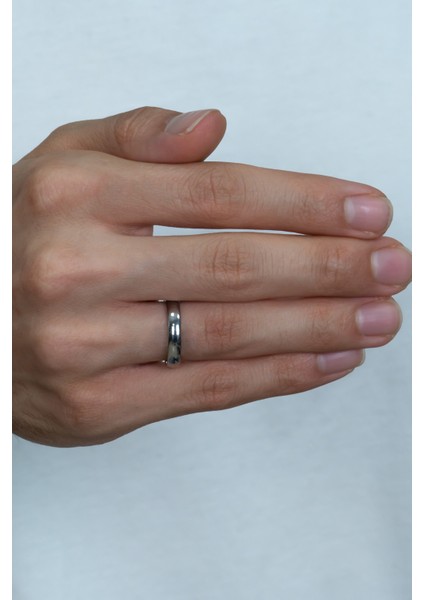 Kişiye Özel Isim Yazılı 4mm Bombeli Parlak Erkek Kadın Çelik Alyans Yüzük CL18KO modelleri