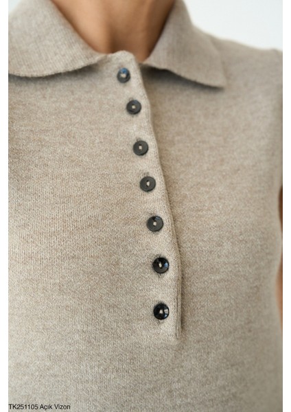 Kadın Erkek Yaka Kolsuz Yarım Düğmeli Kazak fiyatları