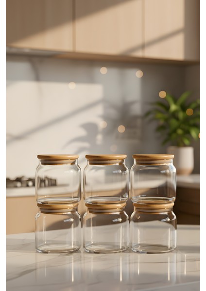 6’lı Vakumlu Cam Saklama Kabı Seti – 575 cc Bambu Kapaklı fiyatları