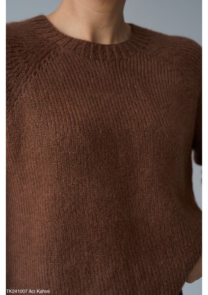 Kadın Yarım Kol Bisiklet Yaka Triko Kazak