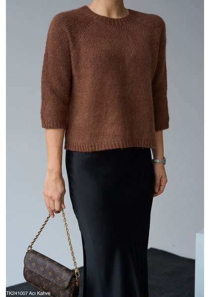 Kadın Yarım Kol Bisiklet Yaka Triko Kazak modelleri