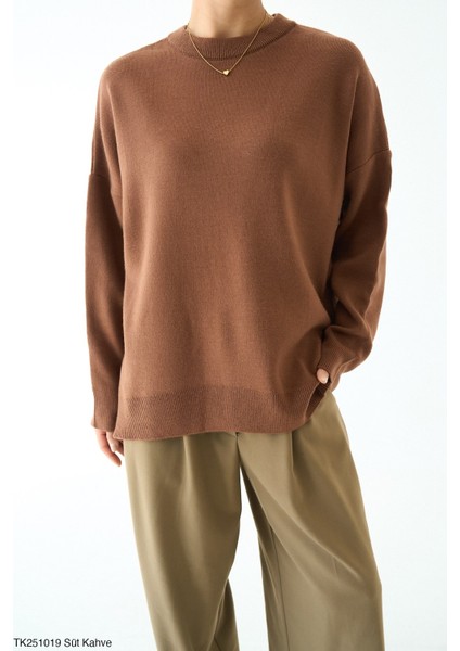 Kadın Bisiklet Yaka Basıc Oversıze Kesim Kazak fiyatları