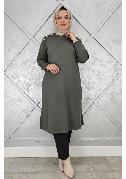 Kadın Düğme Detaylı Tesettür Tunik