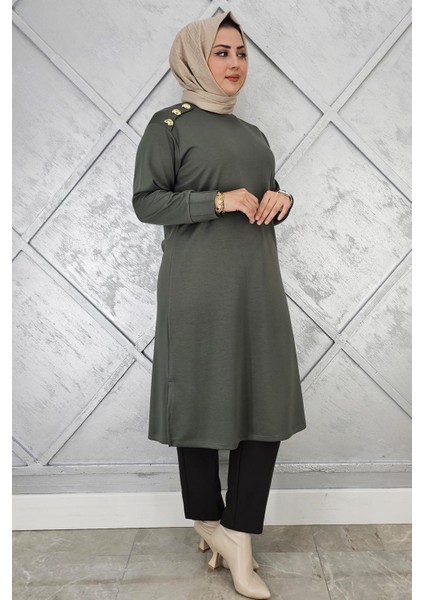 Kadın Düğme Detaylı Tesettür Tunik modelleri