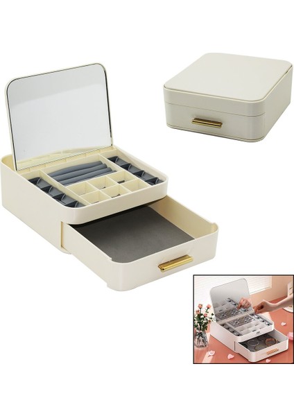 ÇEK-BIRAK=AÇ-KAPA20X22 - Y:8.5cmaynalı Takı Organizer Çekmece+1 Kat-10 Bölme