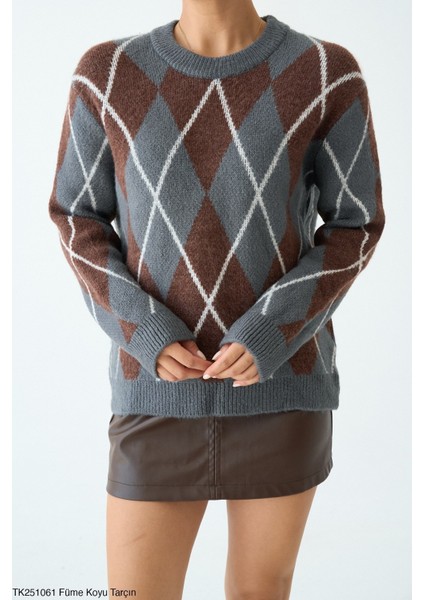 Kadın Baklava Desenli Kalın Kışlık Kazak modelleri