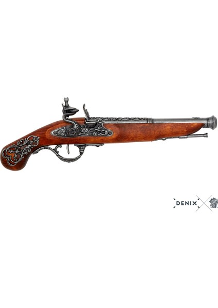 England 18TH Flintlock Pistol Koleksiyon Obje 37CM