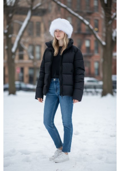 Kadın Kürklü Kışlık Peluş Bucket Şapka