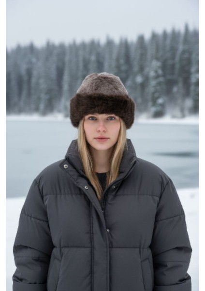 Kadın Kürklü Kışlık Peluş Bucket Şapka