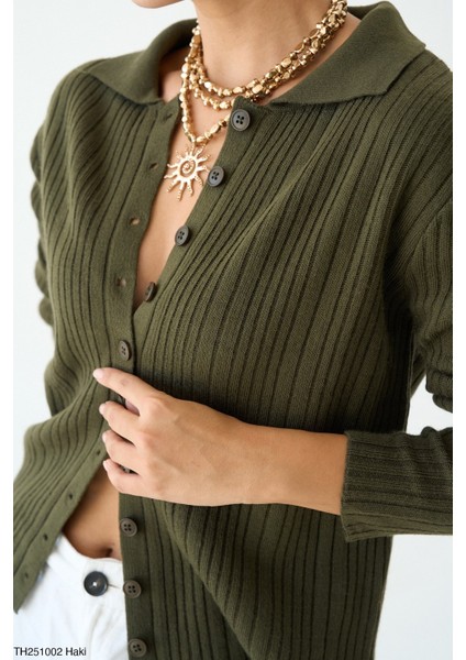 Kadın Erkek Yaka Fitilli Full Düğmeli Triko Hırka fiyatları