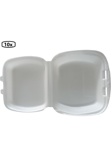 Tek Göz Kapaklı Kullan-At Köpük Yiyecek-Saklama Kabı x 10 Adet