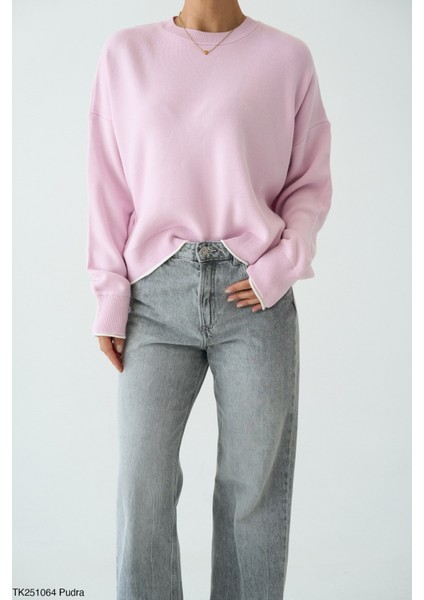 Kadın Bisiklet Yaka Basıc Kazak