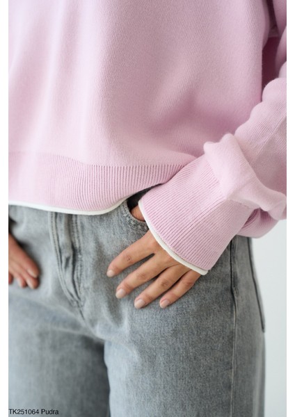 Kadın Bisiklet Yaka Basıc Kazak modelleri