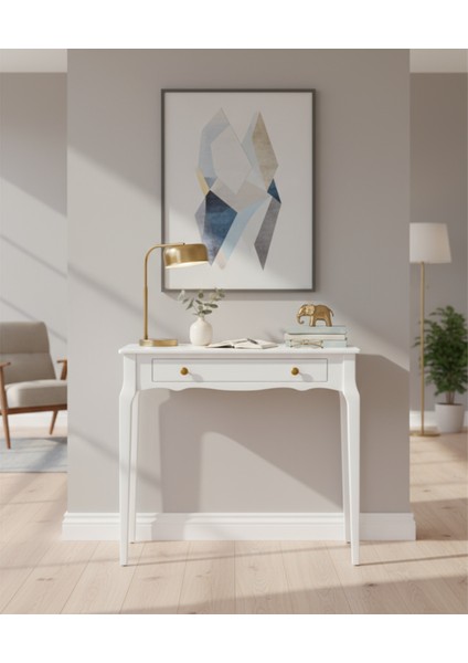 100 cm Masif Konik Beyaz Dresuar