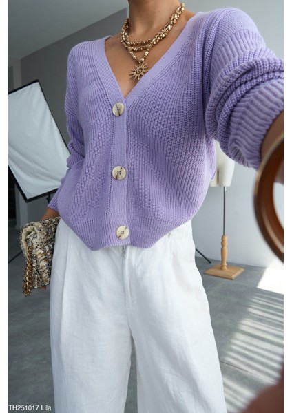 Kadın Düğmeli Standart Beden Salaş Hırka modelleri