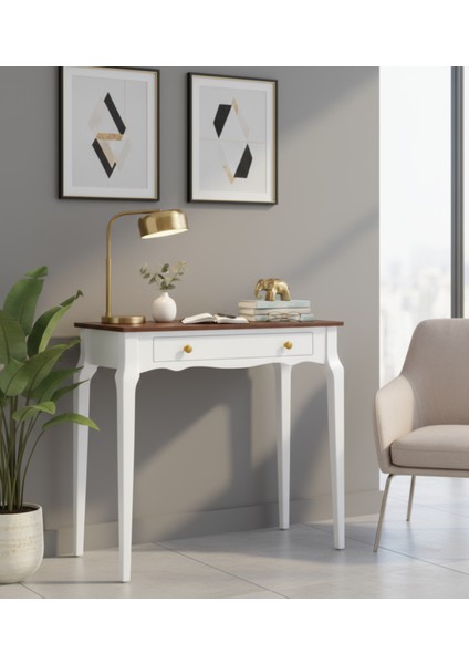 85 cm Masif Konik Beyaz Ceviz Dresuar