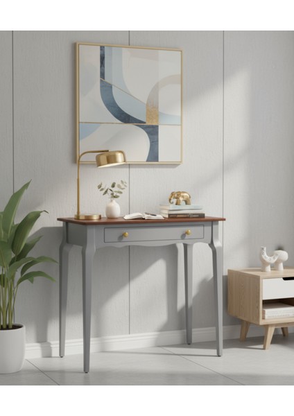 90 cm Masif Konik Gri Ceviz Dresuar