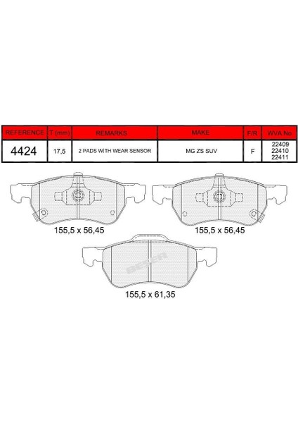 Fren Balatası Ön Zs 2017> Ym
