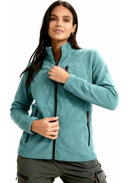 Kadın Extreme Rüzgar Geçirmez Cepli Outdoor Tam Fermuarlı Polar Ceket W223-29