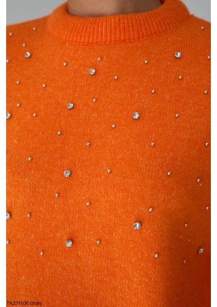 Kadın Taş Detaylı Peluş Standart Kazak fiyatları