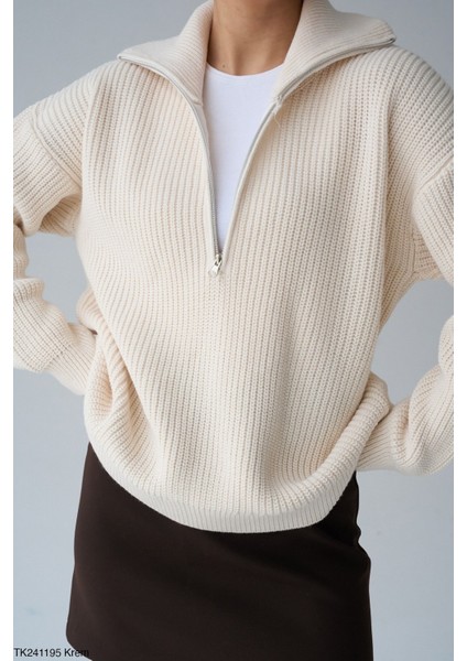 Kadın Yarım Fermuarlı Salaş Kışlık Kazak fiyatları