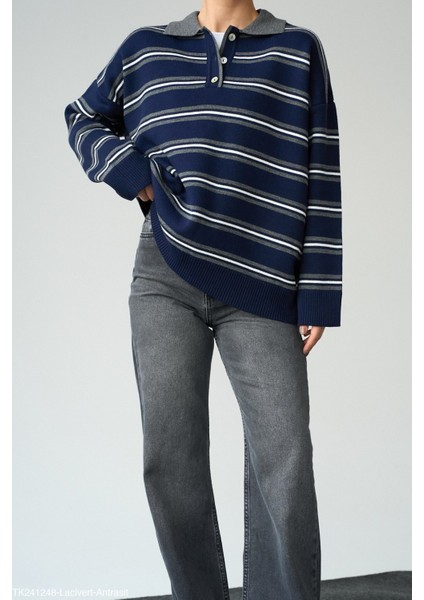 Kadın Erkek Yaka Yarım Düğmeli Triko Kazak modelleri