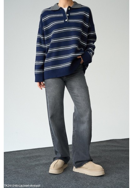 Kadın Erkek Yaka Yarım Düğmeli Triko Kazak fırsatları