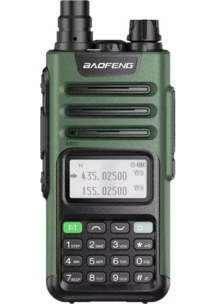 Uv-13 Pro Yeşil Su Geçirmez Uzun Mesafe 10W Çift Bantlı Type-C Şarj Telsiz Kulaklık Hediyeli