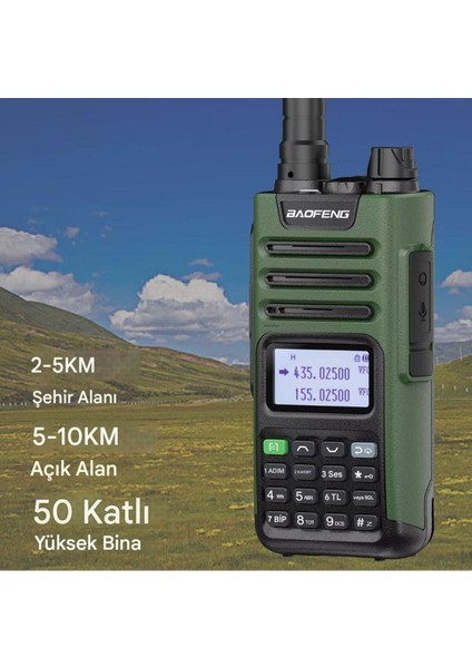 Uv-13 Pro Yeşil Su Geçirmez Uzun Mesafe 10W Çift Bantlı Type-C Şarj Telsiz Kulaklık Hediyeli fiyatları