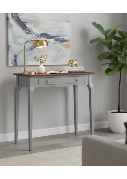 85 cm Masif Konik Gri Ceviz Dresuar