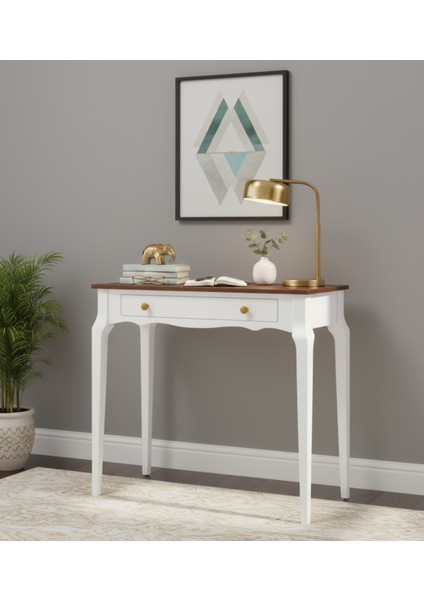 90 cm Masif Konik Beyaz Ceviz Dresuar