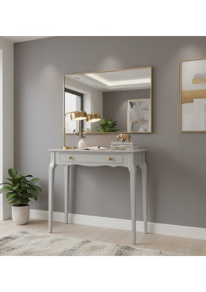 90 cm Masif Konik Açık Gri Dresuar