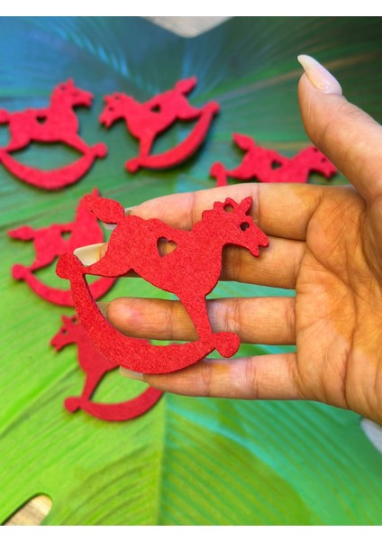 6 Lı Kırmızı At Arma Keçe Arma Set 7x7 cm