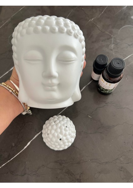 Mat Seramik Büyük Boy Beyaz Buda Kafası Buhurdanlık/ Oda Kokusu Difüzörü 13 cm fırsatları
