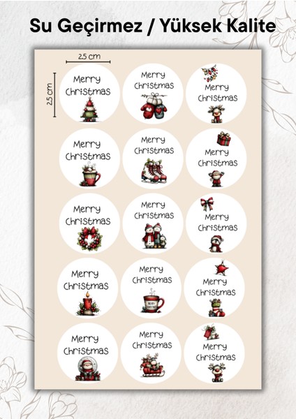 Yılbaşı Sticker 15 Adet Yüksek Kalite Su Geçirmez YRM086