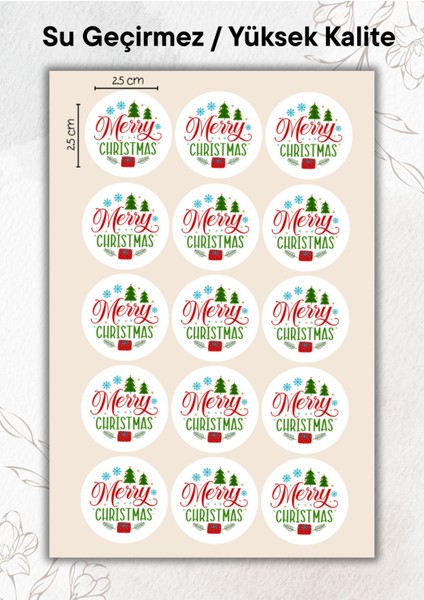 Yılbaşı Sticker 15 Adet Yüksek Kalite Su Geçirmez YRM088