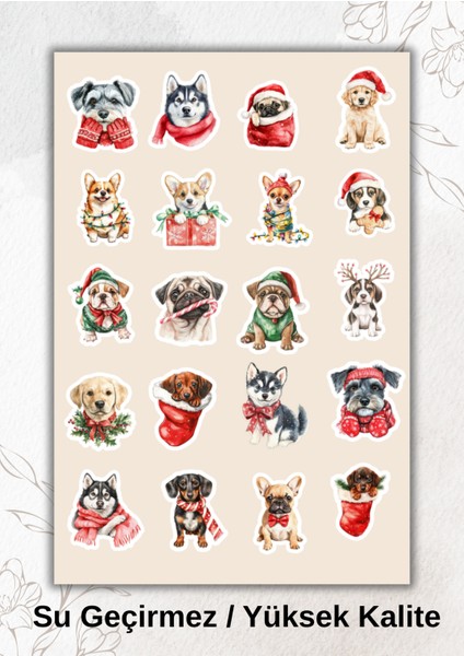 Yılbaşı Köpekleri Sticker Ajanda Bullet Journal YRM075