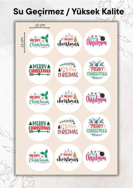 Yılbaşı Sticker 15 Adet Yüksek Kalite Su Geçirmez YRM087