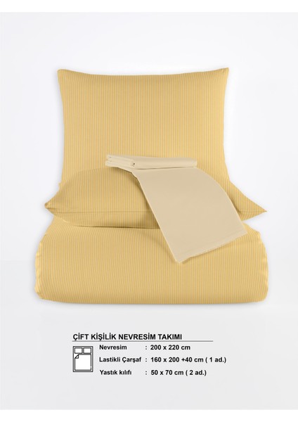 Chıc %100 Pamuk Ranforce Akay Sarı Ipliği Boyalı Nevresim Takımı Çift Kişilik - 200X220 cm indirimleri