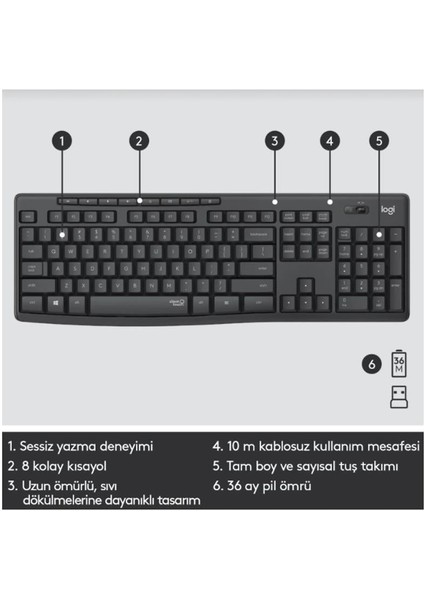 Logitech Klavye MK295 Kablosuz Mouse Set