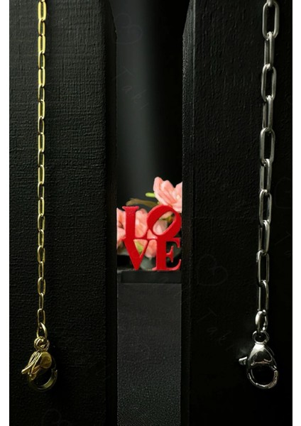 Paperclip Model Gold-Silver Çelik Çift Bileklik Seti | Love Serisi