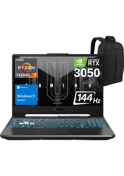 Tuf A15 FA506NCR-HN007W Amd Ryzen 7 7435HS 16GB 1tb SSD Rtx 3050 15.6" 144Hz Fhd Windows 11 Home Dizüstü Bilgisayar - Emtech Çanta Emt3