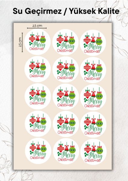Yılbaşı Sticker 15 Adet Yüksek Kalite Su Geçirmez YRM098