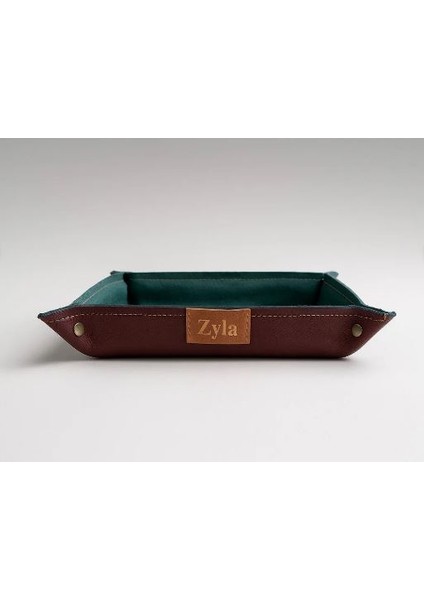 %100 Gerçek Italyan Derisi Masa Organizer Iç ve Dış Deri Tabak 20X20 cm 1 Adet fırsatları