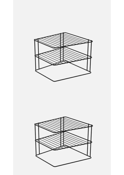 3 Katlı Siyah Tezgah Üstü 2 Li, Dolap Içi Tabaklık, Düzenliyici