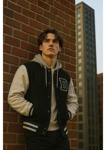 Erkek Içi Kürklü Kapşonlu Siyah Kot Kolej Mont fırsatları