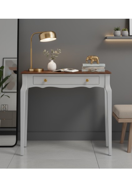 120 cm Masif Konik Açık Gri Ceviz Dresuar