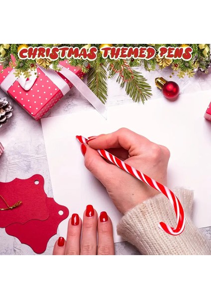 Noel Şeker Kamışı Kalem ve Not Kartı