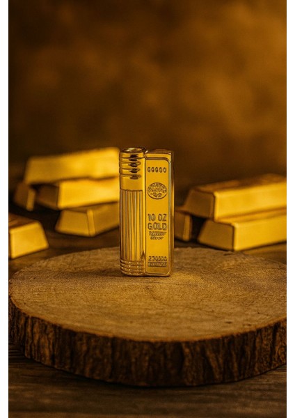Muhtar Gold Premium Hürmüzlü Metal Gazlı Çakmak – 999.9 Altın Külçe Tasarım modelleri
